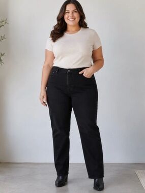 Lee Relaxed Fit Straight Leg High Rise Women’s 16 Long Jeans in Black